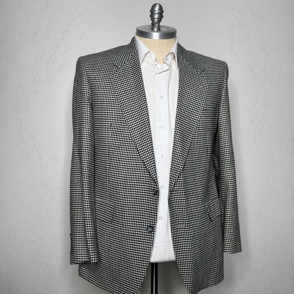 Jacobsons Other - Hart Schaffner‎ & Marx Mens Vintage Houndstooth Blazer Jacket 43L Wool